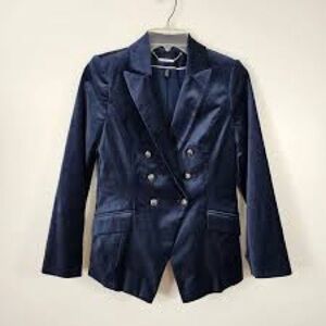 Elegant Navy Women's Double-Breasted Blazer